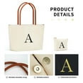 thumbnail image 3 of YOOLIFE Christmas Gifts for Women - Initial Canvas Tote Bag, Personalized Birthday Gifts for Mom Her Friend, Travel Essential, 3 of 7