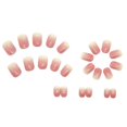 thumbnail image 3 of Uñas postizas acrílicas press on Whiosyrt cortas cuadradas rosa degradado, 3 of 6