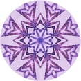 thumbnail image 1 of Ahgly Tapis Rond Lavable en Machine Intérieur Transitionnel Fleur Rose, 6 Pieds Rond, 1 of 7