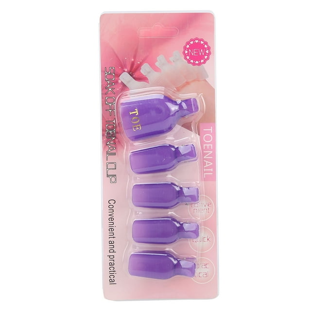 5 pinzas para quitar esmalte de gel UV en casa, para salón de uñas, herramienta para manicura, color morado