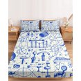 thumbnail image 2 of Twin Sze Fitted Sheet Set - Blue Physics 2 Piece Bedding Sets 16" Deep Pocket Fitted Sheet with 1 Pillowcase, Model Laboratory Formula Equations Plaid Brushed Microfiber Hotel Luxury Bed Sheets, 2 of 9