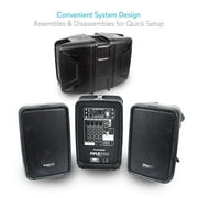 PYLE PPHP898MX - Bluetooth PA Speaker & Amplifier Mixer System Kit - Dual Loudspeakers, 8-Ch. Audio Mixer, MP3/USB Reader, +48V Mic Phantom Power