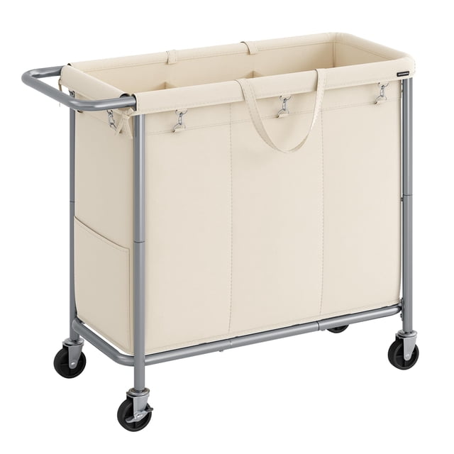 Cesta de lavandería SONGMICS Rolling de 3 secciones, 200 L, con ruedas