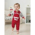 thumbnail image 3 of BemeyourBBs Newborn Baby Boy My First Valentine Outfits Infant Spring Clothes Stripe Romper Heart in Truck Embroidery Overalls Jumpsuit Hat Set, 3 of 9