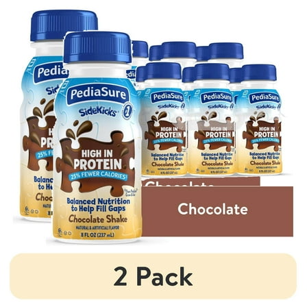(2 pack) PediaSure SideKicks Kids Chocolate Protein Shake, 8 fl oz Bottle, Pack of 6
