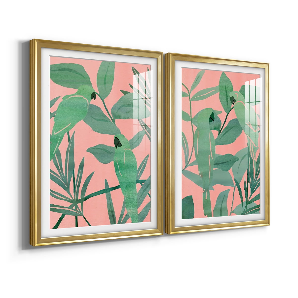 Wexford Home Pink and Green Birds of Paradise I Premium Framed Print, 26.5" x 36.5" - Ready to Hang, Gold (Set of 2)