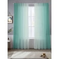 thumbnail image 2 of Turquoise Ombre Sheer Curtains 108 Inch Length 2 Panels Set for Living Room/Bedroom, Modern Gradient Abstract Art Semi Curtain Sheers Drapes Rod Pocket Curtains Window Treatment Set 52''x108''x2, 2 of 7