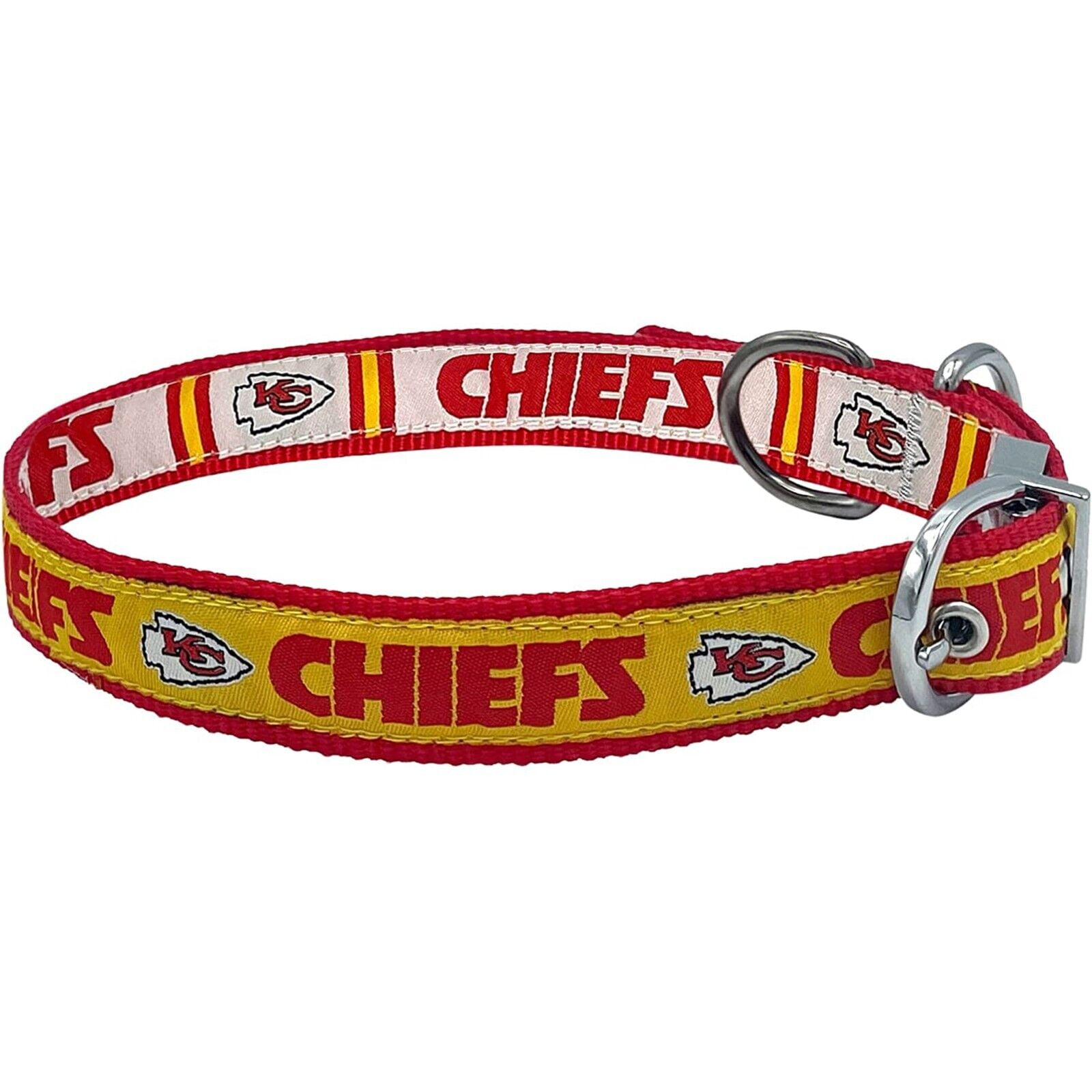 Pets First Kansas City Chiefs Reversible Collar Reversible NFL Dog Collar Premium Two-Sided Pet Collar with NFL Logo, Large