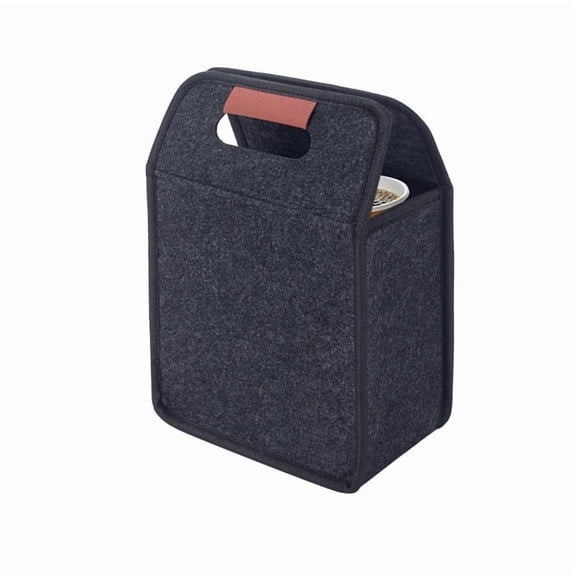 Travel Insulated Cup Drink Carrier with Handle, 2 Cup Capacity, Removable Felt Dividers, Front Pocket, 20x12x28cm