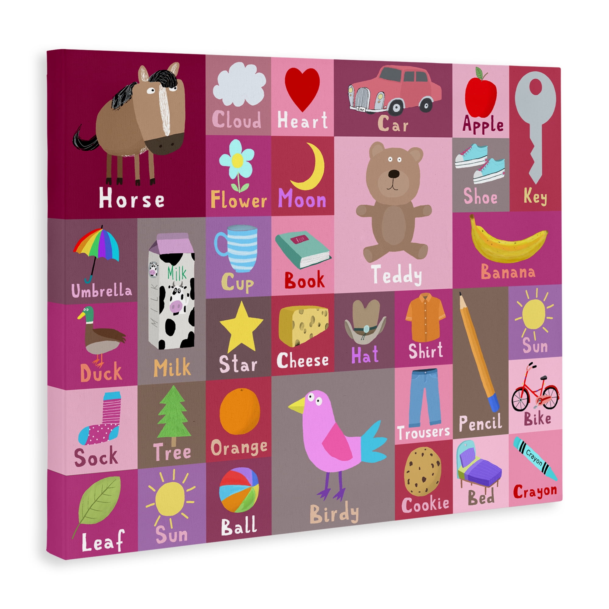 Stupell Industries Pink First Words Canvas Wall Art, design by Carla Daly