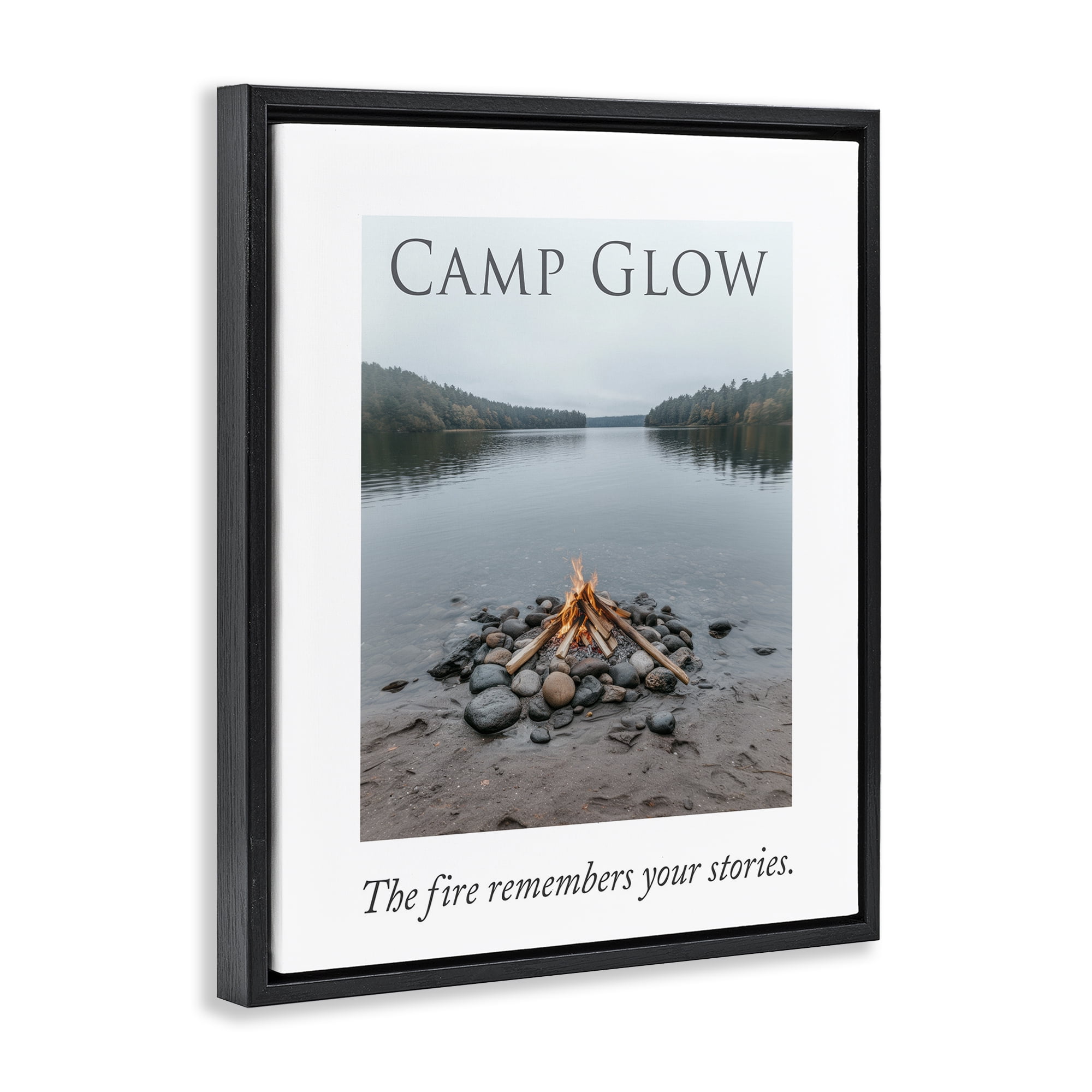 Stupell Industries Fire Remembers Your Stories Black Framed Floater Canvas Wall Art, design by A Barefoot Stylist