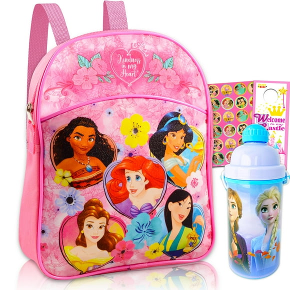 Disney Princess MINI Backpack for Girls ~ Princess Preschool Supplies Bundle with 11"" Disney Princess Mini School Bag for Toddlers with Water Bottle Stickers and More (Princess Bag)