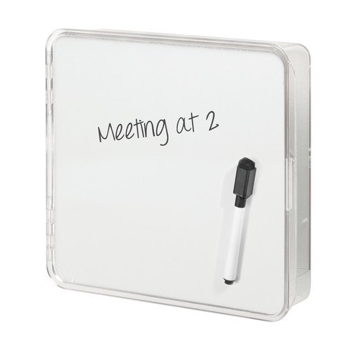 InterDesign Linus Wall Mount Key Rack Organizer with Dry Erase Board, Clear/White