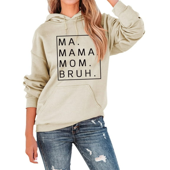 Women's Hoodies & Sweatshirts Ma Mama Mom Graphic Long Sleeve Pullover Sweatshirt for Everyday Use Casual Wear Tops for Moms