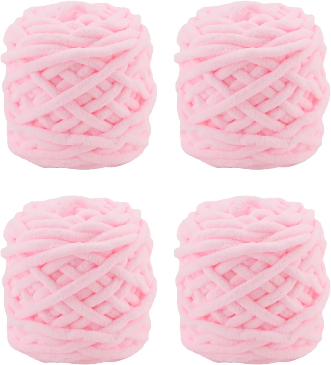 Knitting Wool Yarn 4 x 100g Multi-Colored Knitting Yarn for Crochet, Soft Chunky Yarn, Light pink