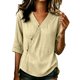 thumbnail image 2 of Neewe Women's Fashion 3/4 Sleeve Shirts, Plain V Neck Casual Pullover Tops Blouses with Spring Fall, 2 of 5