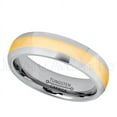 thumbnail image 2 of 2-tone Dome Tungsten Ring - 6mm Polished Finish Yellow Gold Plated Comfort Fit Tungsten Carbide Ring - Anniversary Ring - TN179s10.5, 2 of 2