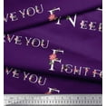 thumbnail image 2 of Soimoi Purple polyester Crepe Fabric Floral Quotes Text Printed Craft Fabric by the Yard 42 Inch Wide, 2 of 3