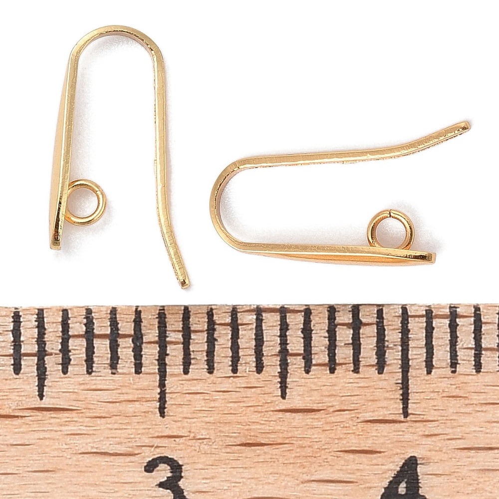 304 Stainless Steel Earring Hooks Golden 19.5x3.5mm Hole: 1.8mm Pin: 1mm