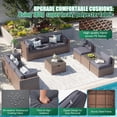 thumbnail image 6 of Clouddwell 10 Piece Patio Furniture Set Wicker Rattan Patio Conversation Set Outdoor Sectional Sofa Set with Coffee Table and Gray Cushions(Waterproof Cover Included), 6 of 6