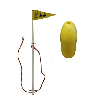 KUFA 48" 2 Section PVC Flag Pole with 6"x14" Yellow Floats, FLP3+F13Y