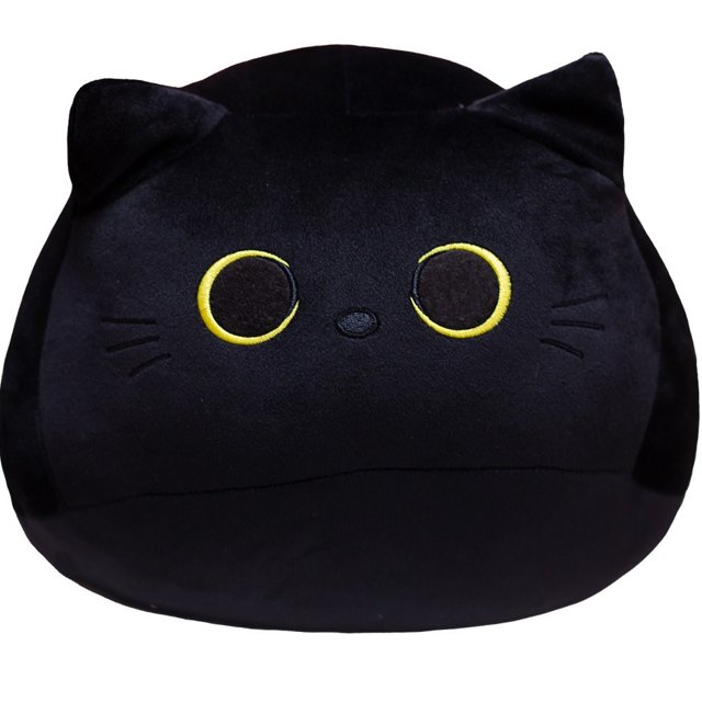 Muñeco de peluche de gato negro para niña, juguete pequeño con colgante, almohada, cojín, regalo, 10/30CM