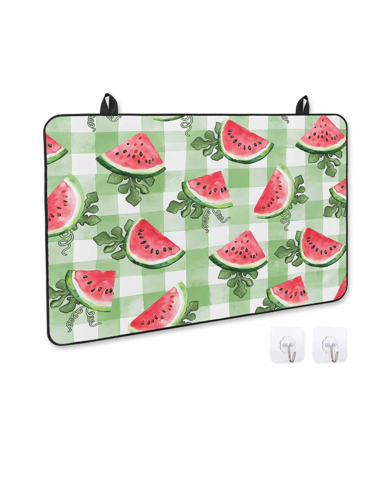 nqOlkjepod Large Induction Cooktop Protector Mat 28.5"x20.5", Red Watermelon Stove Top Covers for Electric Stove, Summer Leaves Green Plaid Farm Pastoral Stove Burner Cover Mats Stove Cover