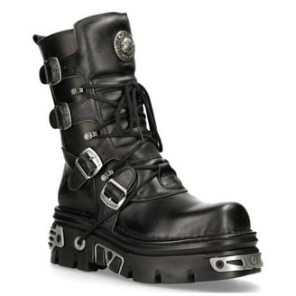 New Rock Boots WALL106-S10 Unisex Metallic Black Leather Platform