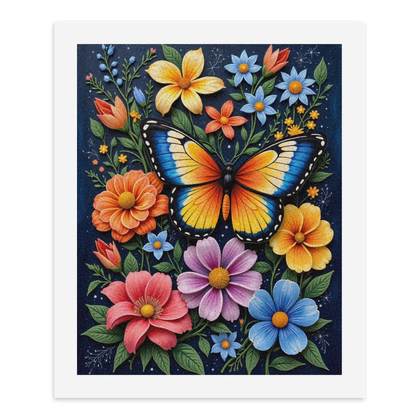 Paint By Numbers Kit for Adults Beginner - DIY Vibrant Butterfly Floral Art Canvas Painting Kits for Adults, Frameless Paint By Number for Adults for Home Wall Decor 16x20 Inch
