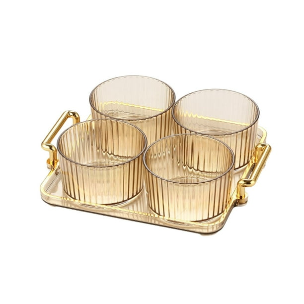 Plato de servir dividido Cuencos para servir Multiusos para bocadillos, aperitivos, , 4 cuadrícula marrón