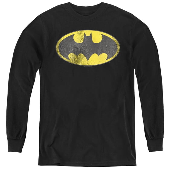 Dc - Retro Bat Logo Distressed - Youth Long Sleeve Shirt - Medium