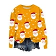 thumbnail image 2 of HOMBOM Womens Sweatshirts Festive Winter Christmas Crewneck Merry Santa Casual Sweatshirt for Ladies Yellow, 2 of 4