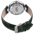 thumbnail image 2 of Women's BUR150GN Silver Quartz Watch with Swarovski Crystal Accents and See Thru Dial With Green Leather Strap, 2 of 4