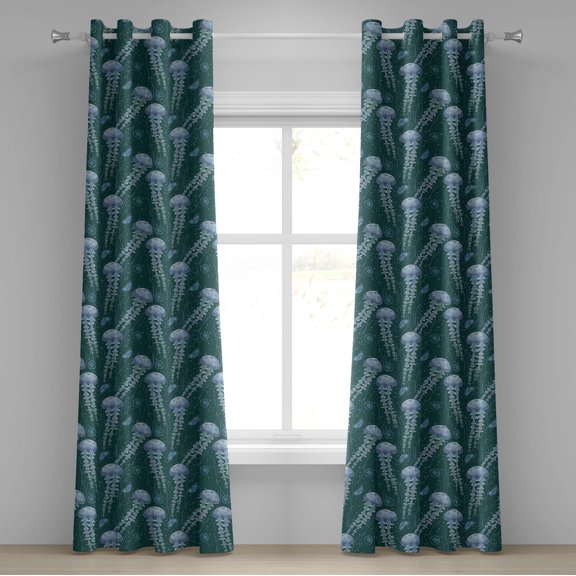 Ambesonne Grommet Curtain, , 50"x108", Hunter Green and Ceil Blue