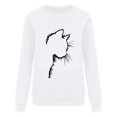 thumbnail image 4 of IROINNID Women's Long Sleeve Pullover Sweatshirt Round Neck Mid-Length Print Casual Autumn And Winter Cat Sweater, White, 4 of 4