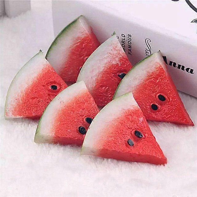 12pcs Realistic Fake Watermelon Slices Artificial Plastic Fruit Models for Kitchen Home Party Decorations Photo Props