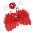 thumbnail image 3 of Alas de plumas para bebé recién nacido, diadema para bebés, ángulos, piezas personalizadas encantadoras adecuadas para bebés de 0 a 2 rojo Soledad Alas de moda, 3 of 10
