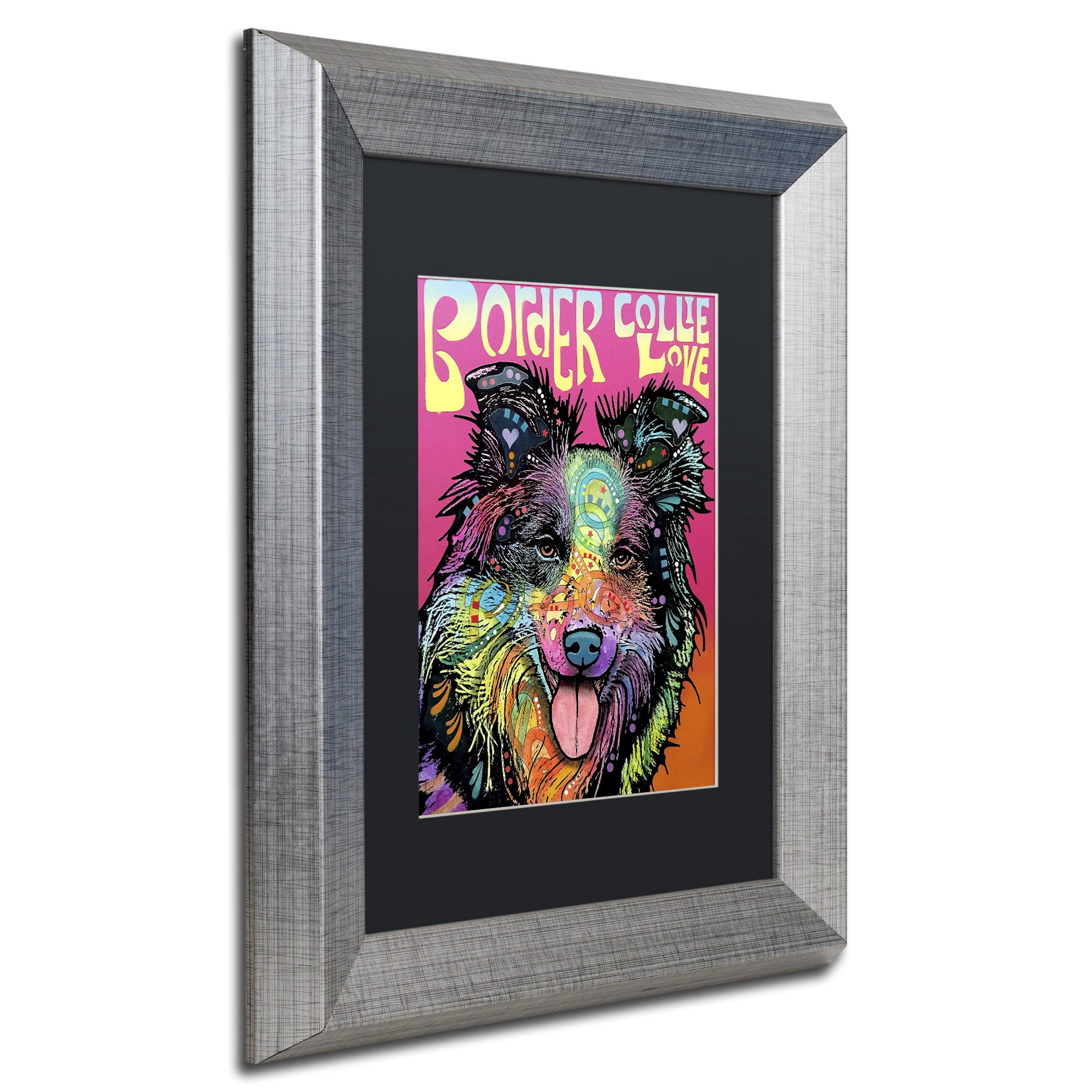 Trademark Fine Art 'Border Collie Luv' Canvas Art by Dean Russo, Black Matte, Silver Frame