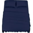 thumbnail image 3 of 4 PC Bed Sheets Set, 100% Egyptian Cotton, 800 Thread Count, 15 Inch Deep Pocket on Fitted Sheet, Navy Blue Solid Full XL Size, 3 of 5