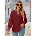 thumbnail image 6 of Women'S Casual Long Sleeve V-Neck Pullover Shirt Top Wine Red XXL, 6 of 10