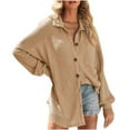 thumbnail image 2 of Womens Knit Shacket Jacket Casual Button Down Shirts Chest Pocket Loose Long Sleeve Tops, 2 of 7
