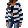 thumbnail image 1 of Women'S Winter Striped Cardigan Sweaters Long Sleeve Button Down Open Front Chunky Knit Oversized Sweater Coat Blue S, 1 of 10