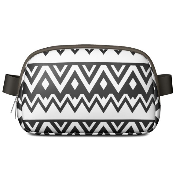 Mini Fanny Pack Aztec Black and White Belt Bag for Women, Fashionable Waterproof Waist Pack with Adjustable Strap for Workout Running Traveling Hiking Cycling