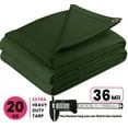 thumbnail image 3 of PROTARP Extreme Heavy Duty WaterProof Canvas Tarp 20 oz, UV Resistant Tarpaulin Cover with Rustproof Brass Grommets, Multipurpose for Canopy, Roof, Camping, Wood Pile (Green 20'X20'), 3 of 7