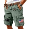 thumbnail image 2 of GrmtClth Independence Day Cargo Shorts for Men Patriotic American Flag Print Summer Shorts Relaxed Fit Multi-Pocket Pants Comfy Outdoor Short Trouser Army Green 3XL, 2 of 4