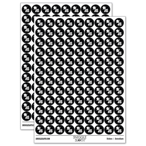 Telescope Goldfish Silhouette Koi 200 Round Stickers - Black - Gloss Finish - 0.50" Size