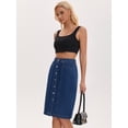 thumbnail image 2 of DARING DIVA Women's Denim Pockets Knee Length Jean Skirts XX-Large Deep Blue, 2 of 7