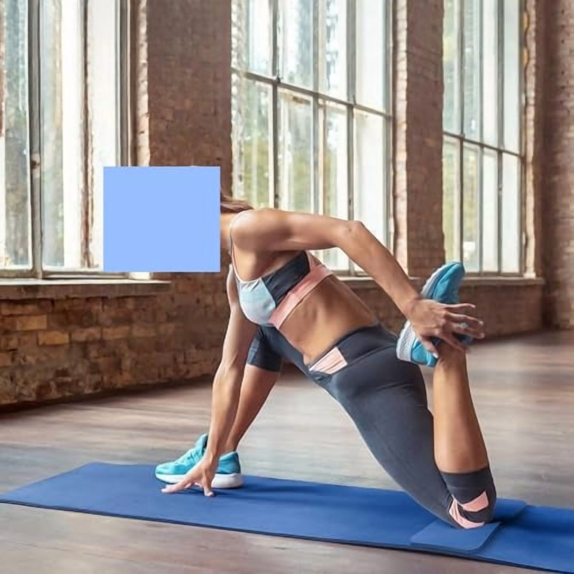1/2-Inch High Density Exercise Yoga Mat with Strap | Multiple Options Blue,Yoga Mat w/Knee Pad
