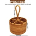 thumbnail image 2 of Wicker Silverware Caddy with Built-in Handle,Rattan Utensil Holder with 4 Compartments,Kitchen Utensil Holder for Countertop, Utensil Organizer for party, Natural Woven (Round A), 2 of 7