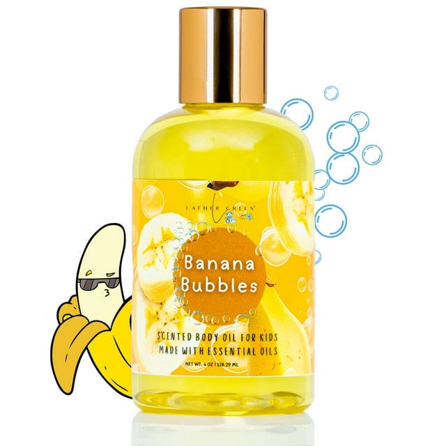 Banana Bubbles Kids Natural Body Oil with Deep Hydration & Soothing Scent - 4 oz by LatherGreen